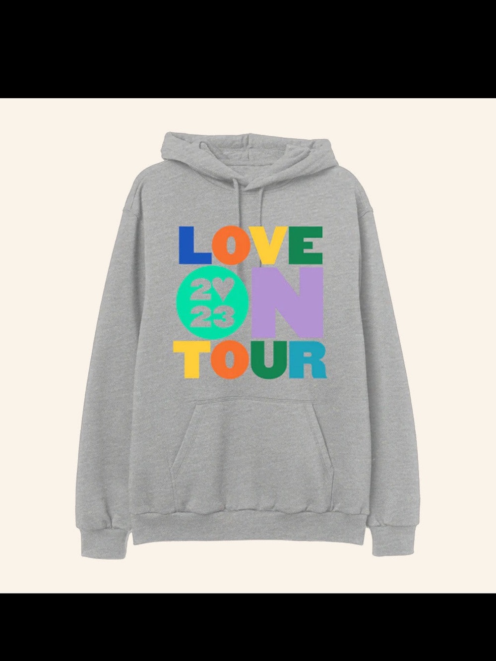 LOVE ON TOUR 2023 Puff Sleeve Gray Graphic Hoodie